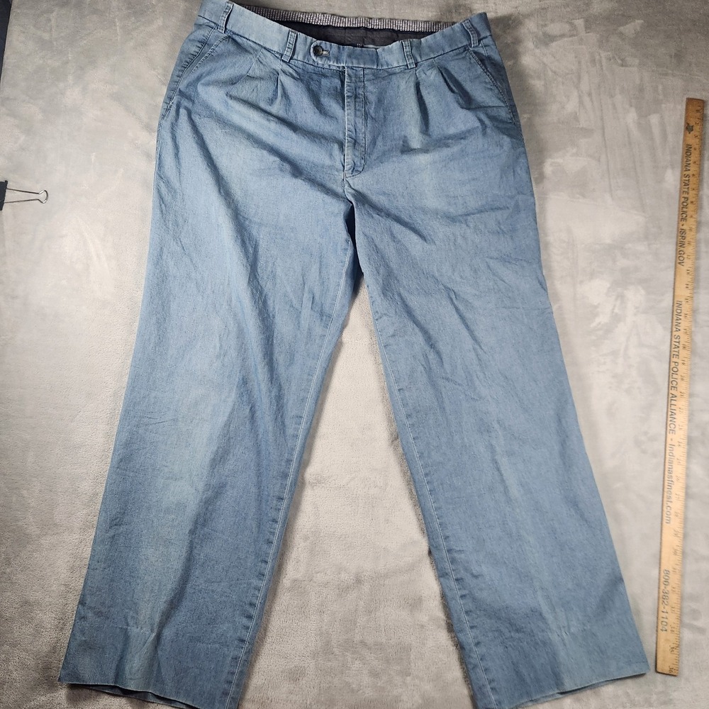 Maus & Hoffman Fresno Mens Blue Pleated Trousers 40/38 Quiet Luxury Dress Pants